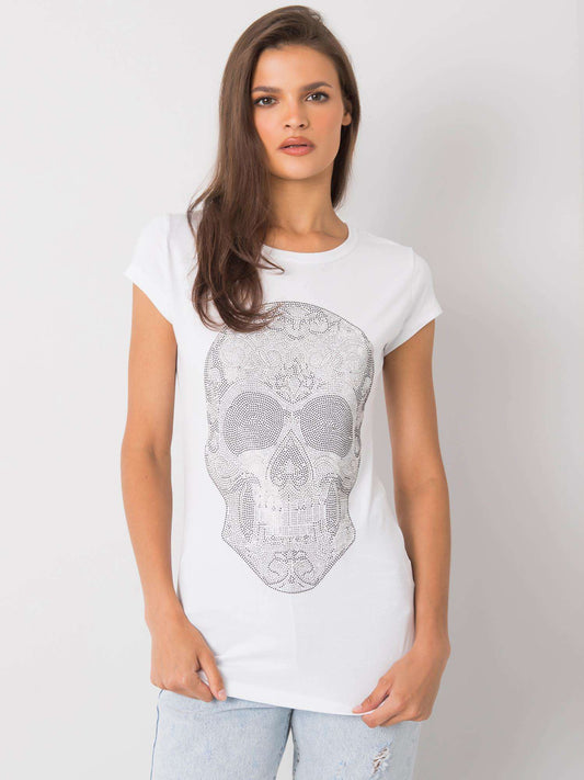 Biały t-shirt damski z czaszką