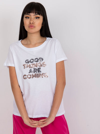 Biały bawełniany t-shirt z aplikacją