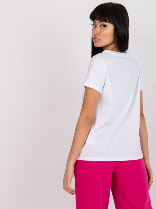 Biały bawełniany t-shirt z aplikacją
