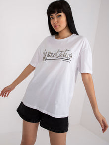 Biały t-shirt z aplikacją bawełniany