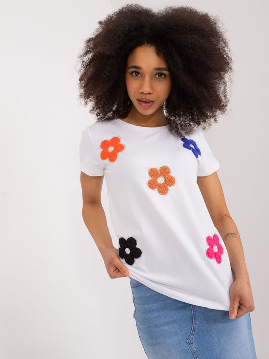 BASIC FEEL GOOD Biały t-shirt z cekinami