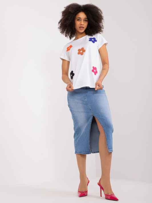 BASIC FEEL GOOD Biały t-shirt z cekinami