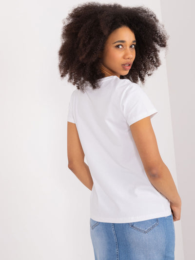 BASIC FEEL GOOD Biały t-shirt z cekinami