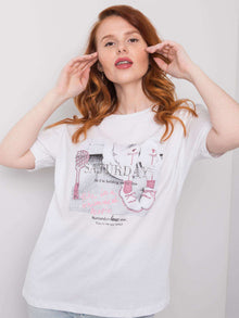 Biały t-shirt damski z dżetami