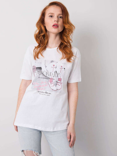 Biały t-shirt damski z dżetami