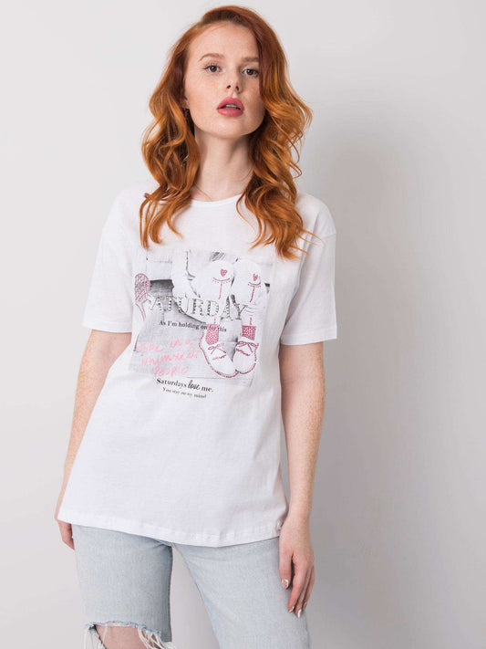 Biały t-shirt damski z dżetami