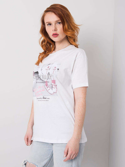 Biały t-shirt damski z dżetami