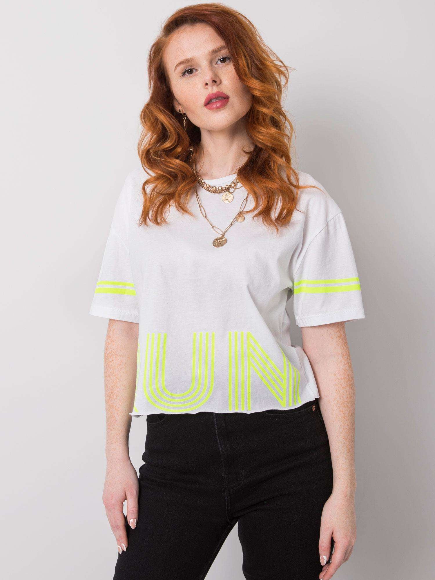 Biały t-shirt bawełniany z napisem
