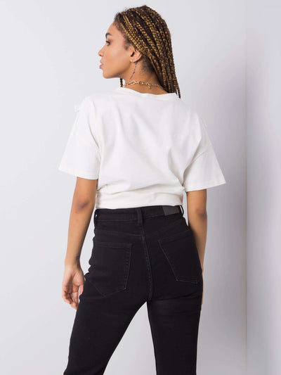 Biały t-shirt bawełniany z falbankami