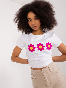 BASIC FEEL GOOD Biały t-shirt z aplikacją w kwiaty