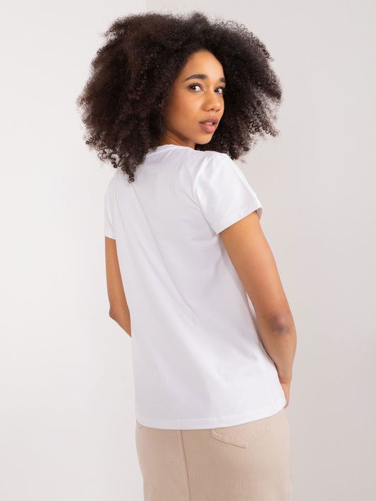 BASIC FEEL GOOD Biały t-shirt z aplikacją w kwiaty