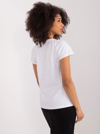 BASIC FEEL GOOD Biały bawełniany t-shirt z haftem