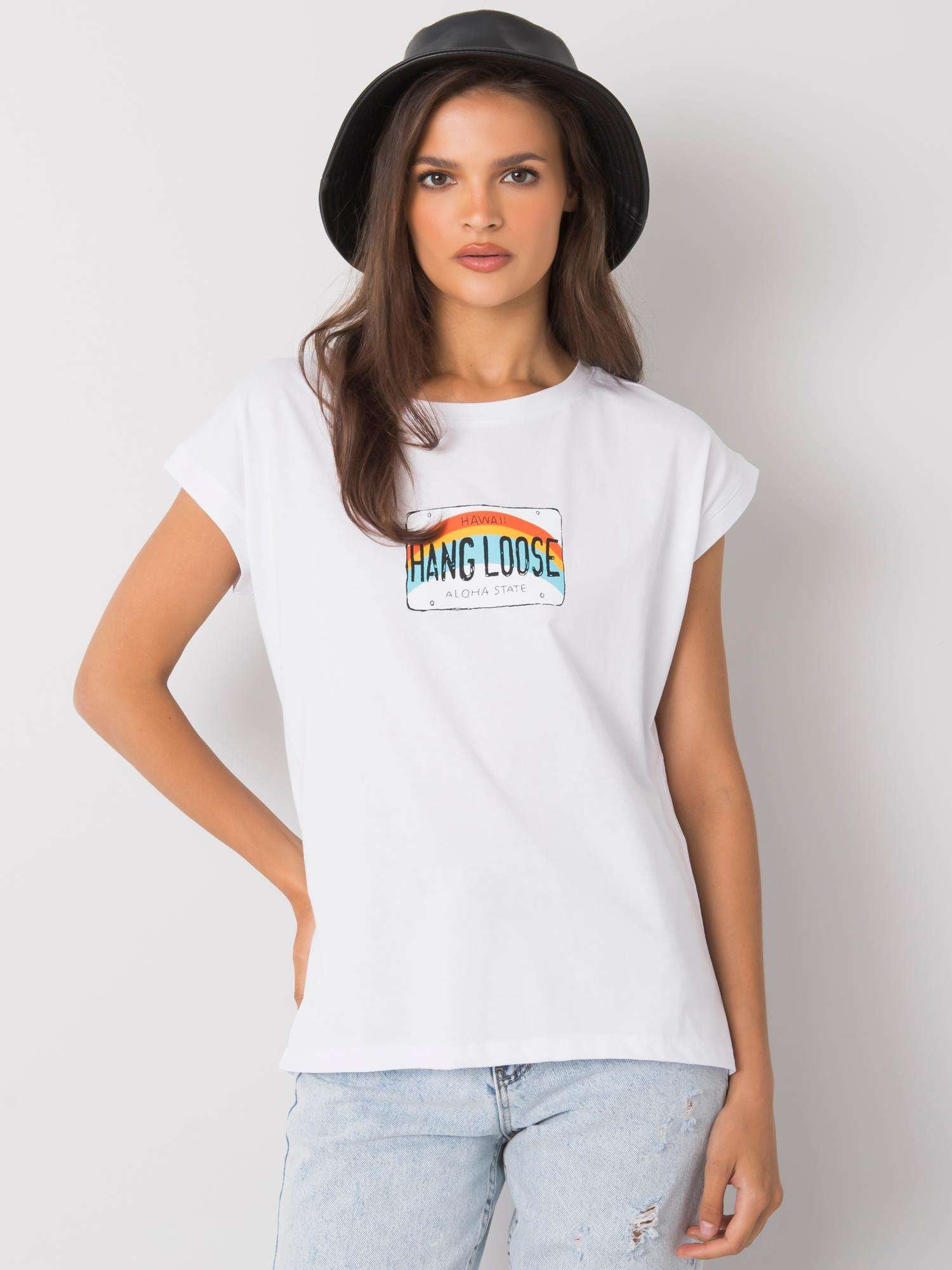 Biały bawełniany t-shirt damski
