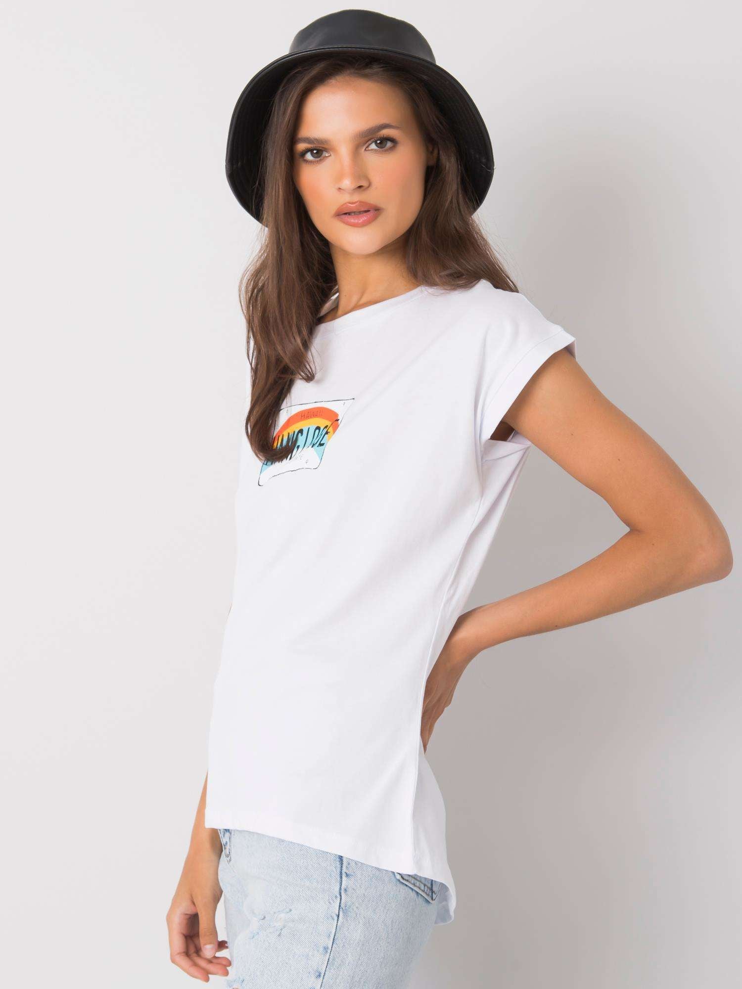 Biały bawełniany t-shirt damski