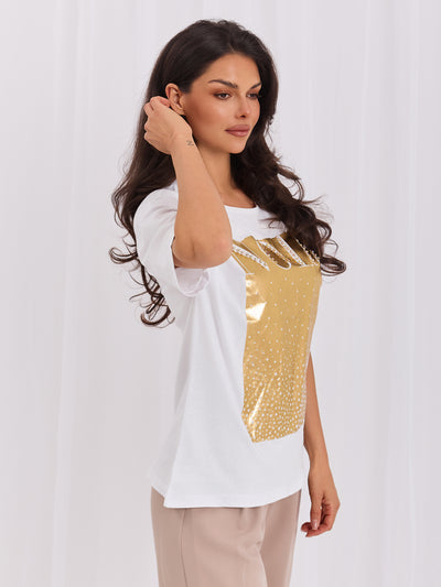 Biały damski t-shirt bawełniany