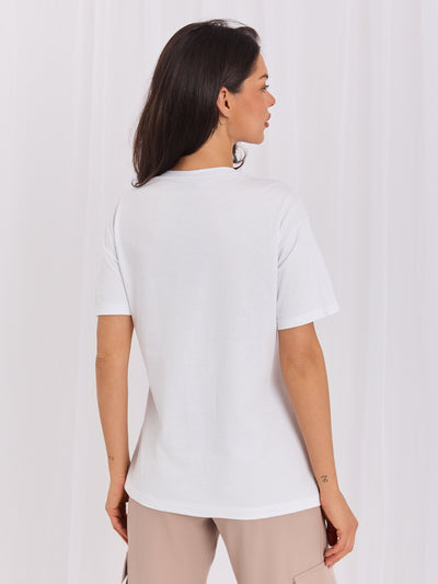 Biały damski t-shirt bawełniany