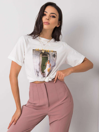 Biały t-shirt z kolorowym printem