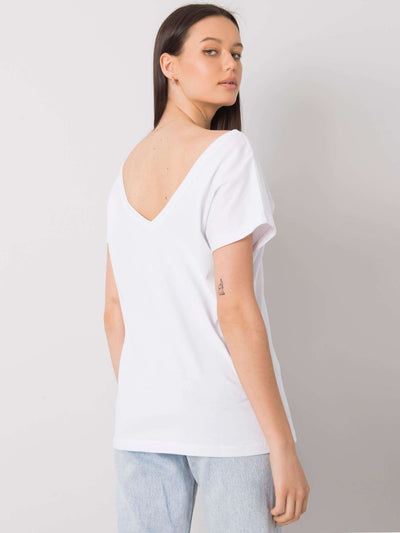 Biały t-shirt z trójkątnym dekoltem