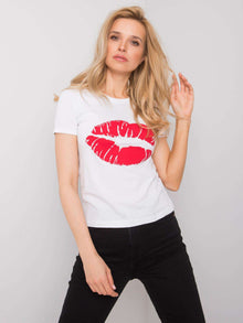 OCH BELLA Biały t-shirt bawełniany z printem