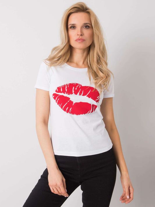 OCH BELLA Biały t-shirt bawełniany z printem