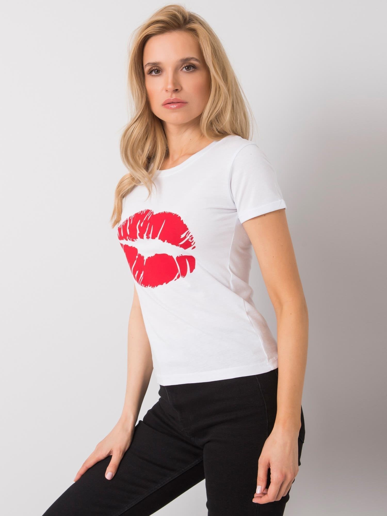 OCH BELLA Biały t-shirt bawełniany z printem