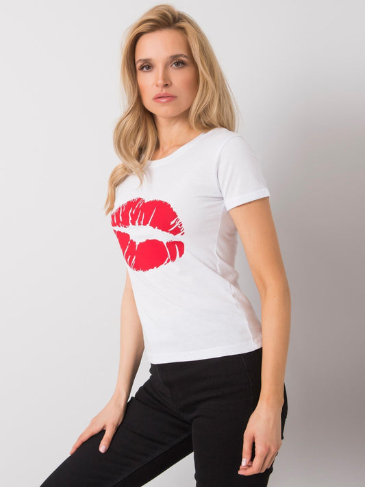 OCH BELLA Biały t-shirt bawełniany z printem