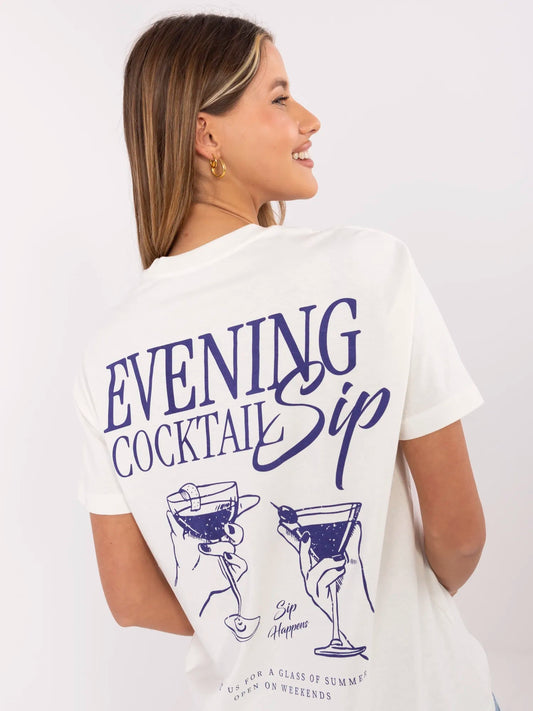SUBLEVEL Biały damski t-shirt z napisami