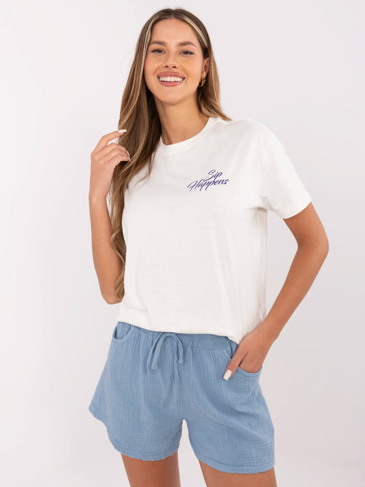 SUBLEVEL Biały damski t-shirt z napisami