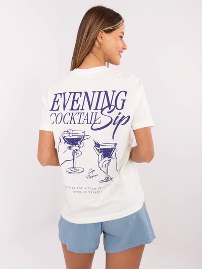 SUBLEVEL Biały damski t-shirt z napisami