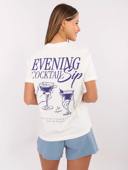 SUBLEVEL Biały damski t-shirt z napisami