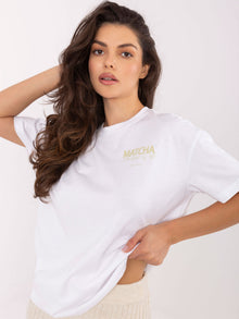 SUBLEVEL Biały t-shirt z nadrukiem Matcha