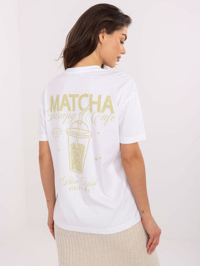SUBLEVEL Biały t-shirt z nadrukiem Matcha