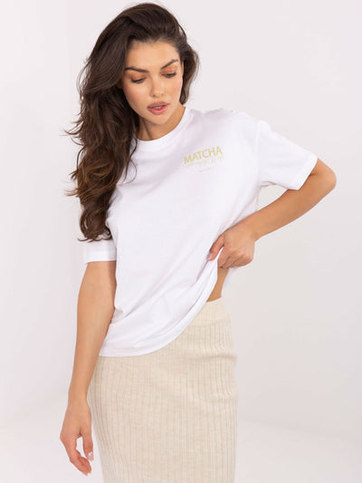 SUBLEVEL Biały t-shirt z nadrukiem Matcha