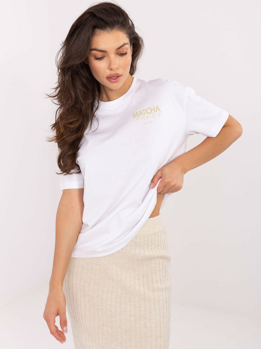 SUBLEVEL Biały t-shirt z nadrukiem Matcha