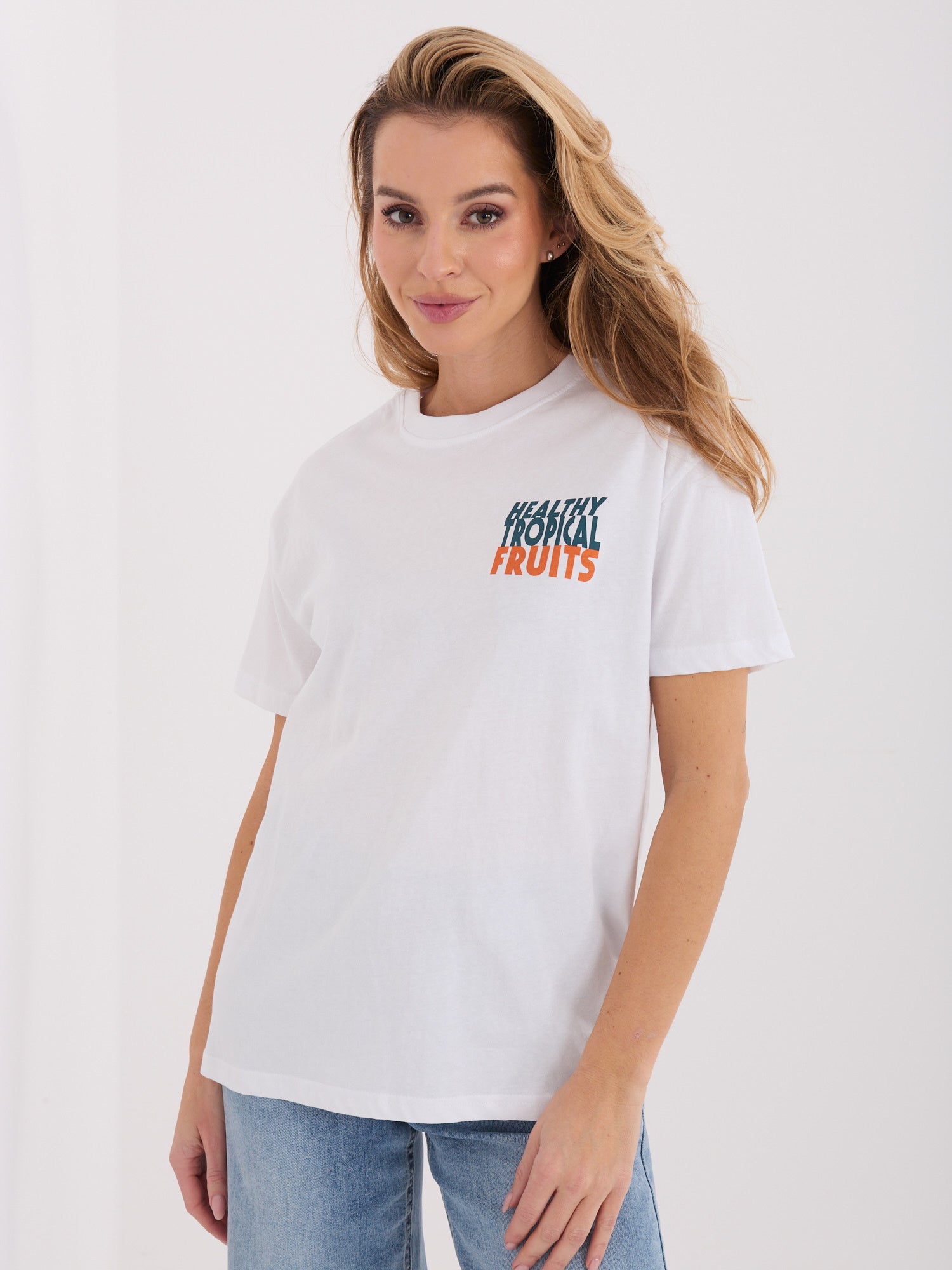 SUBLEVEL Biały bawełniany t-shirt z napisami