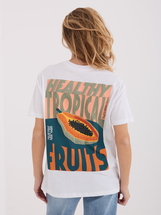 SUBLEVEL Biały bawełniany t-shirt z napisami