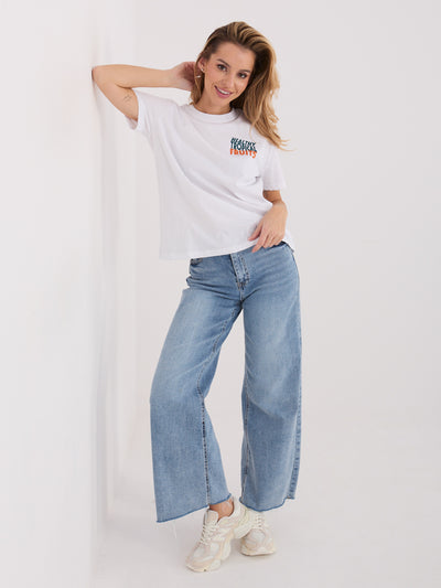 SUBLEVEL Biały bawełniany t-shirt z napisami