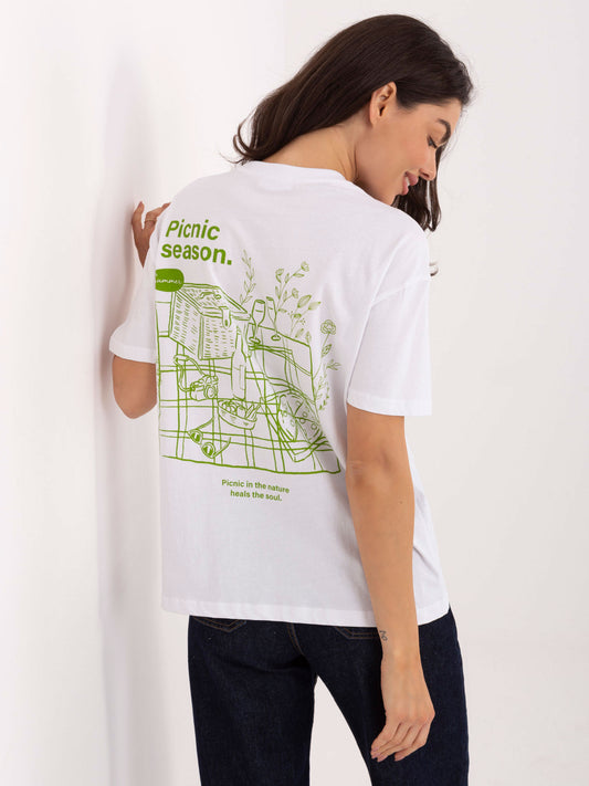 SUBLEVEL Biały damski t-shirt z napisami