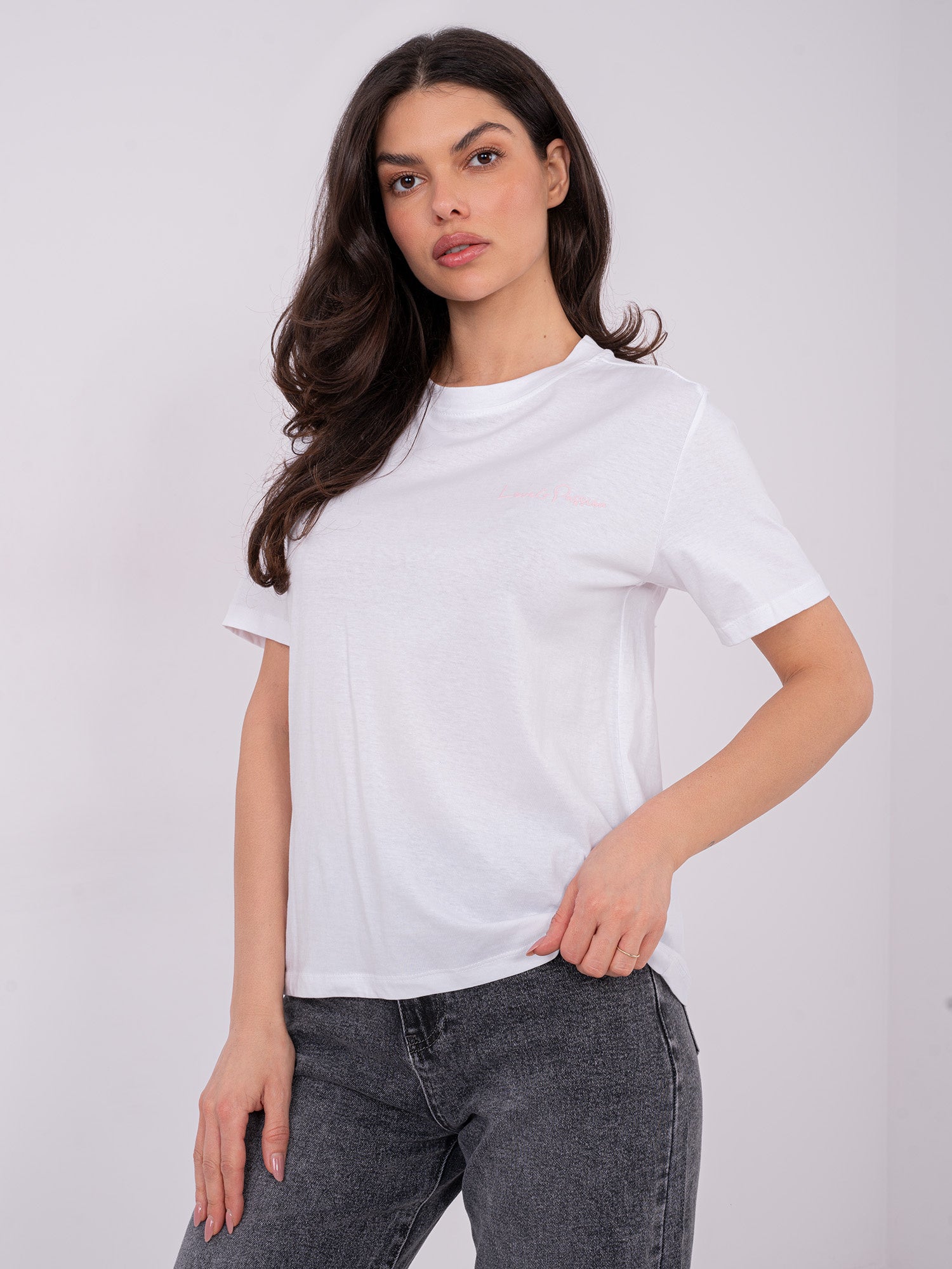 SUBLEVEL Biały damski t-shirt  z napisem