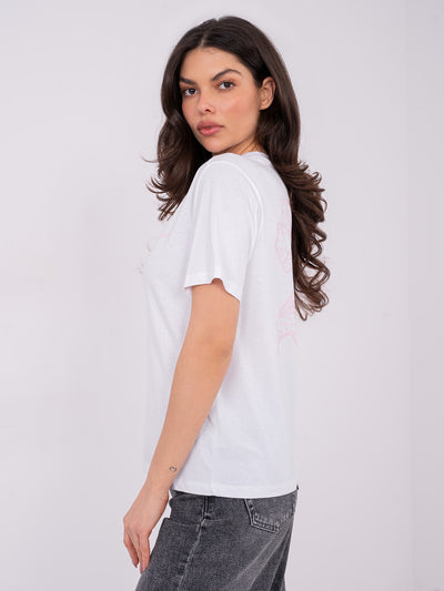 SUBLEVEL Biały damski t-shirt  z napisem