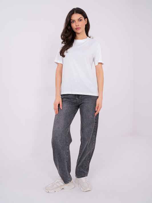 SUBLEVEL Biały damski t-shirt  z napisem