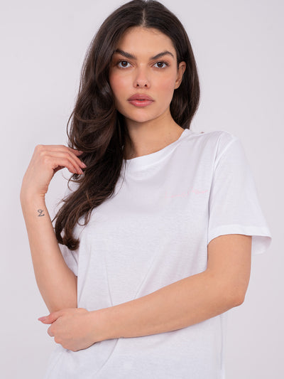SUBLEVEL Biały damski t-shirt  z napisem