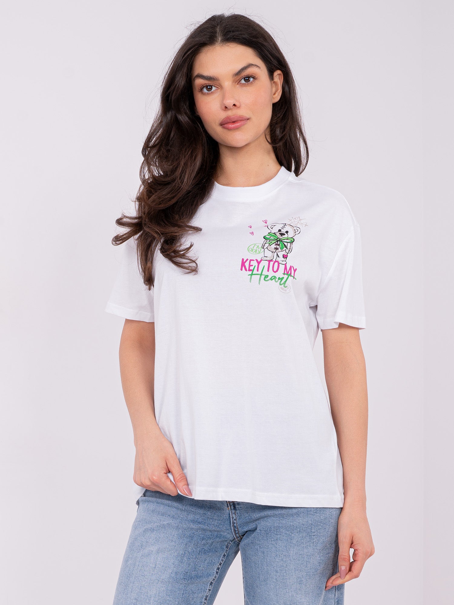 SUBLEVEL Biały t-shirt z nadrukiem na plecach