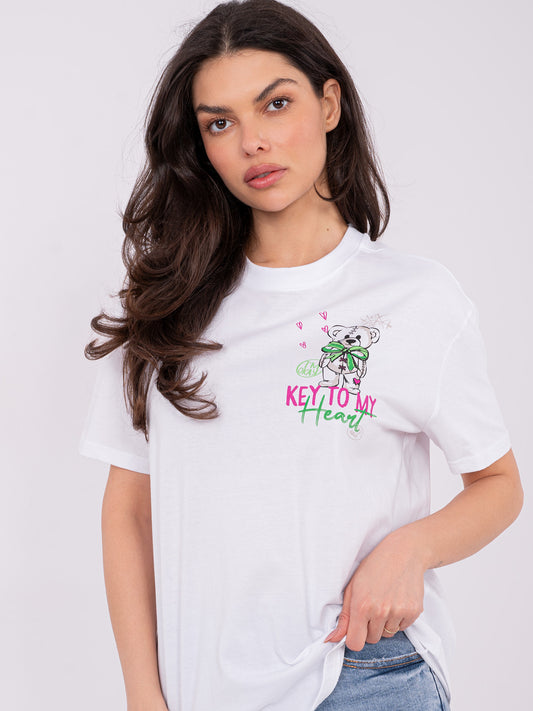 SUBLEVEL Biały t-shirt z nadrukiem na plecach