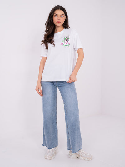 SUBLEVEL Biały t-shirt z nadrukiem na plecach