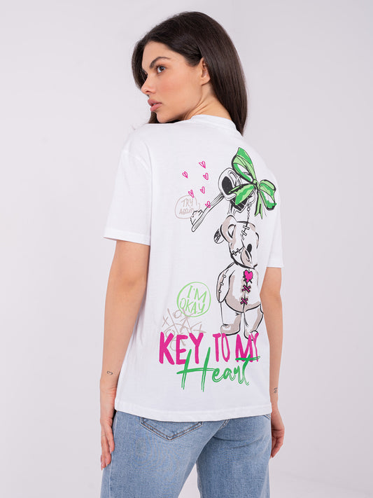 SUBLEVEL Biały t-shirt z nadrukiem na plecach