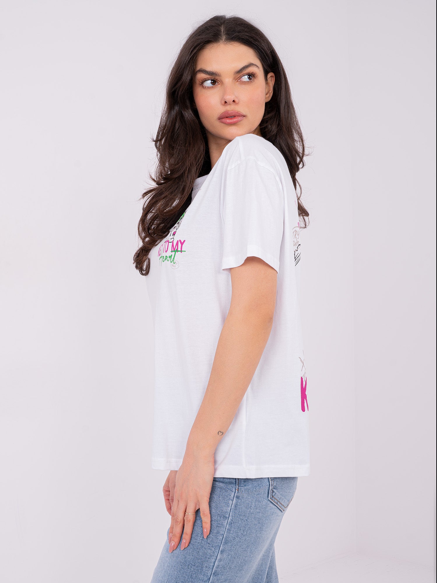SUBLEVEL Biały t-shirt z nadrukiem na plecach