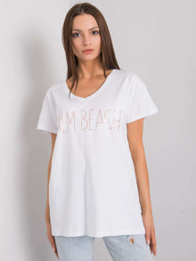 Biały t-shirt z dekoltem w serek