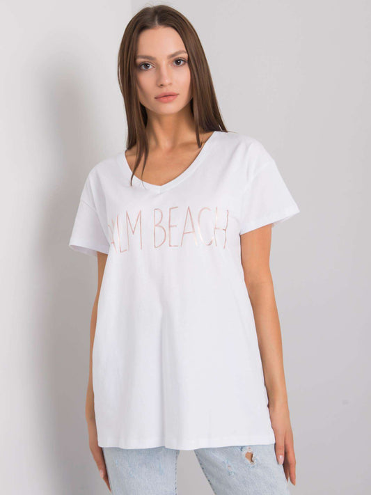 Biały t-shirt z dekoltem w serek