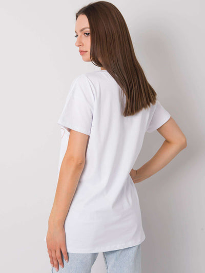 Biały t-shirt z dekoltem w serek